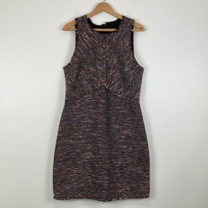 Sam Edelman Women's 12 Dress Sleeveless Black Rainbow Tweed Shift Workwear